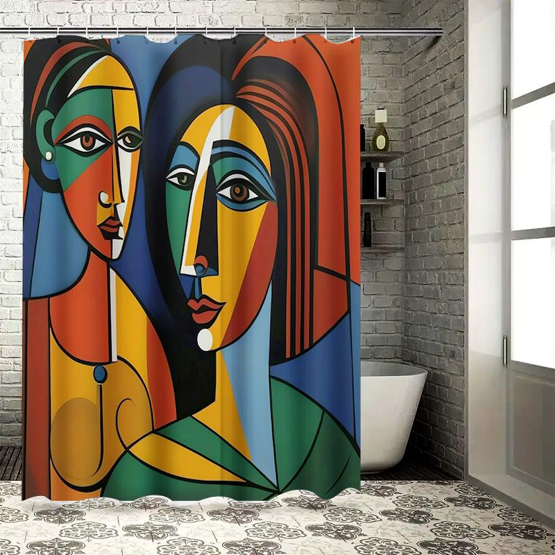 Colorful Abstract Shower Curtain, Modern Artistic Design For Bathroom Decor Available In Multiple Sizes (Multicolor)
