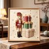 Handmade Framed Pearl Painting Set with Christmas Nutcracker and Gift Boxes Design 5D Shiny Bead Art Canvas Creative Craft for Room Decor
