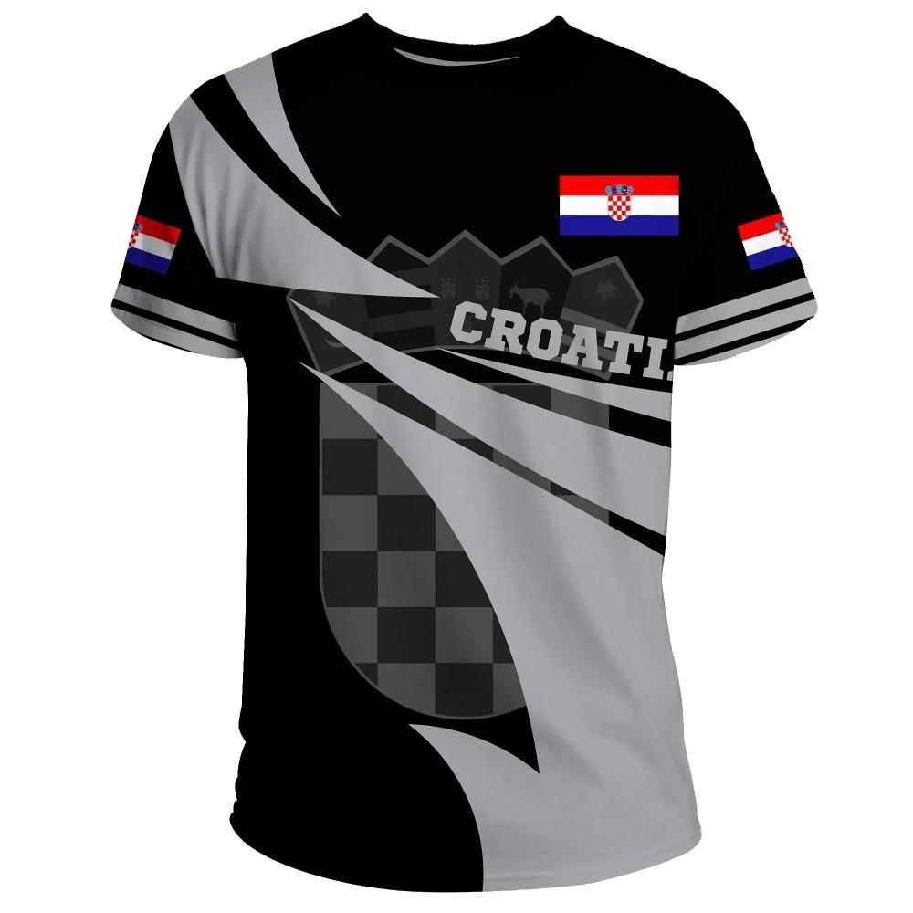 Croatian Flag Printed T-shirt Men's Crewneck Comfortable Summer Oversized 6XL Graphic Tees Men T Shirts High Quality Clothes