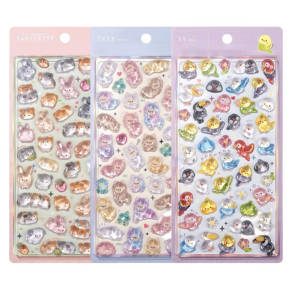 3D Stickers Crystal Cartoon Animal Decal Scrapbooking Stickers Cute Decor for Notebook, Phone Case & DIY Crafts Multipurpose