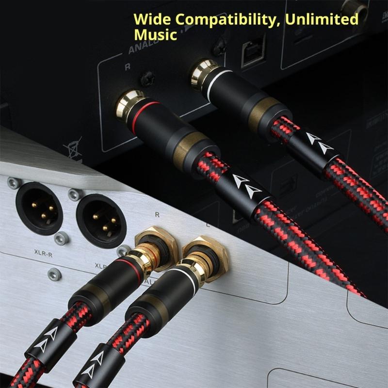 2 Piece Professional Grade 2RCA Interconnection Cable Wire OFC Construction for Audiophiles and DJs