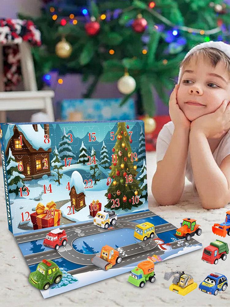 2025 Christmas Countdown Calendar 24 Days Countdown Calendar With Pull-Back Car for Kid Small Vehicle Model for Toddler Girls