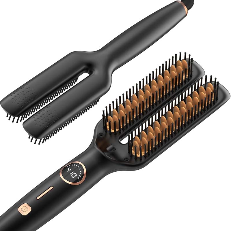 2 In1 Multifunctional Hair Straightener Brush Ceramic Hair Straightening And Curling Iron Electric Hot Brush For Styling