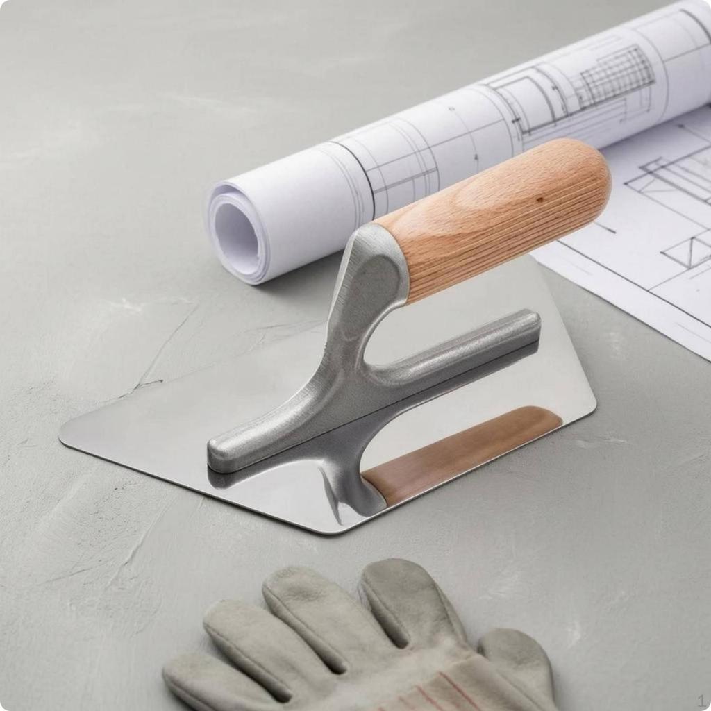 Stainless Steel Plaster Trowel Polished Manual for Wall Finishing 200MM Wood Handle