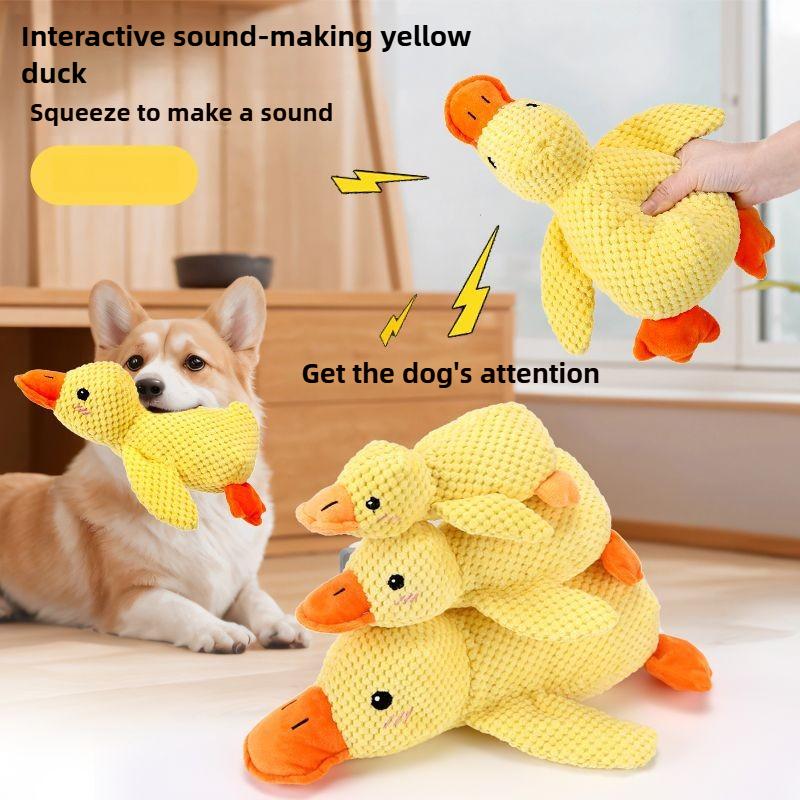 Quacking Duck Dog Toy Durable Chew Resistant Plush for Aggressive Chewers Squeaky Boredom Relief & Teeth Cleaning Toy for Small