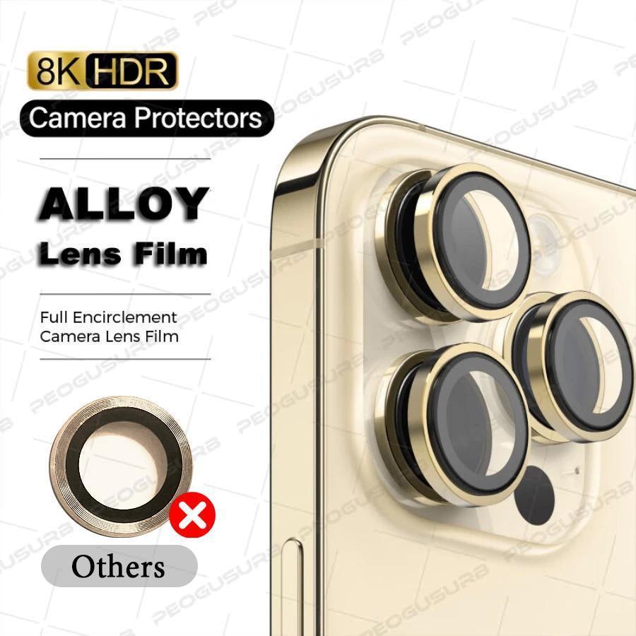 1Set Camera Lens Protector Metal Ring For iPhone 16 15 14 13 12 11 Pro Max 16 Plus 13 12 mini Full Cover Camera Tempered Glass Protective film