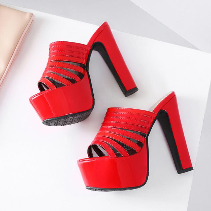 Fashion Sexy Slippers Women Platform Black White Extreme High Heels Slides Luxury Summer Mules Shoes Ladies Flip Flops Large Size 48