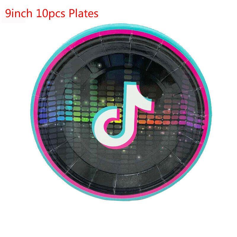 Farbenfrohes TikTok Geburtstagsfeier Zubehör Set mit lustigem Geschirr, Dekoration, Tellern, Bechern und Banner