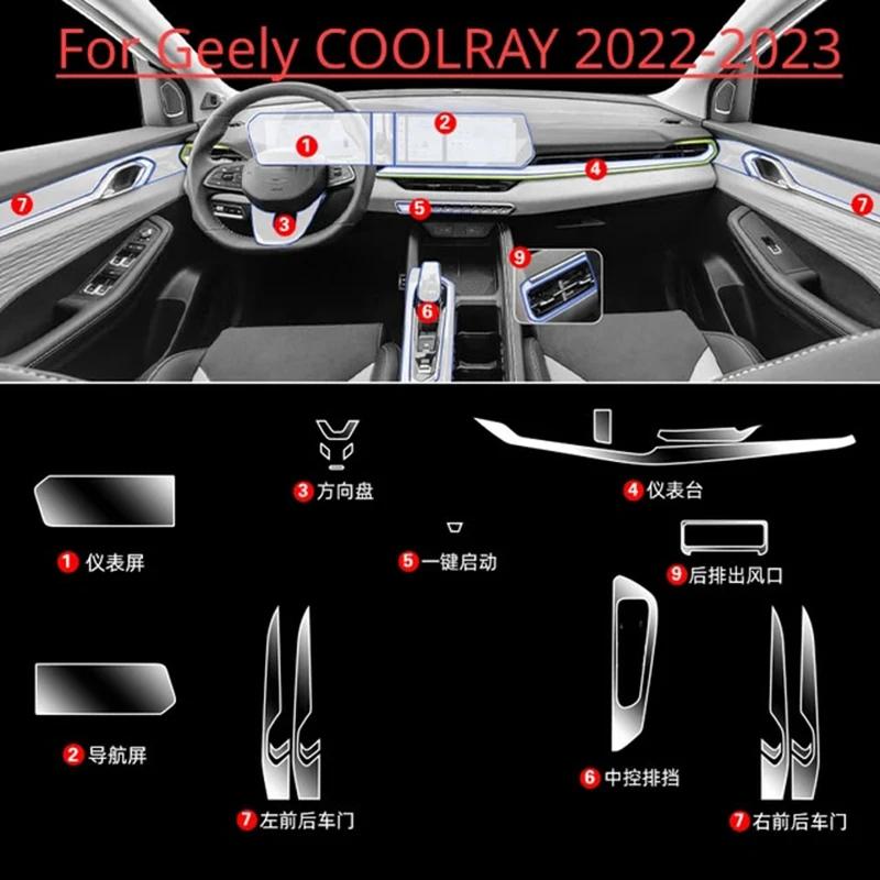 For Geely Coolray 2024 Car Door Center Console Media Dashboard Navigation TPU Anti-scratch Protector Film Car Accessories