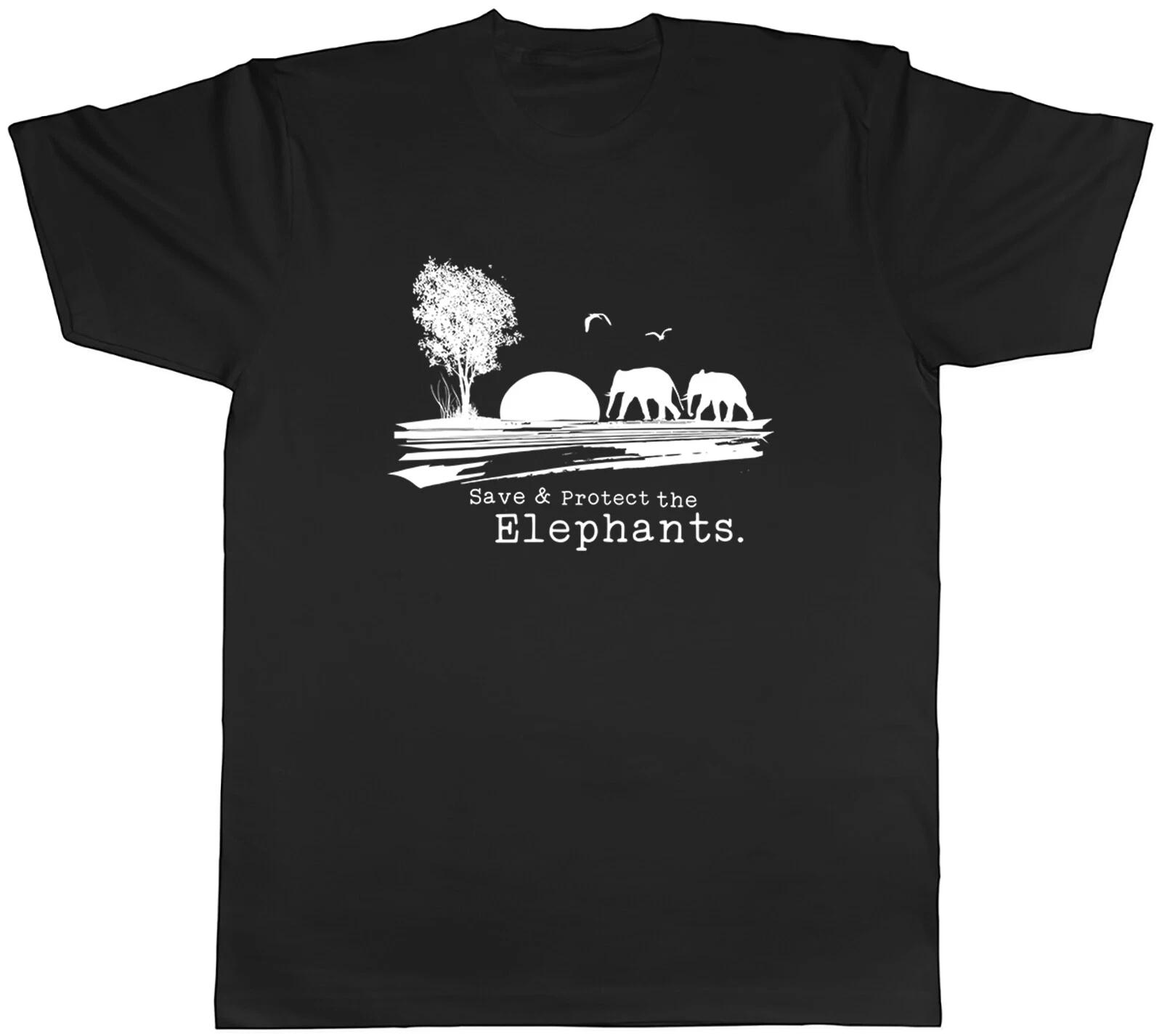 Protect the Elephants Mens T-Shirt Sunset Drop Save Wildlife Unisex Tee Gift XXXXL