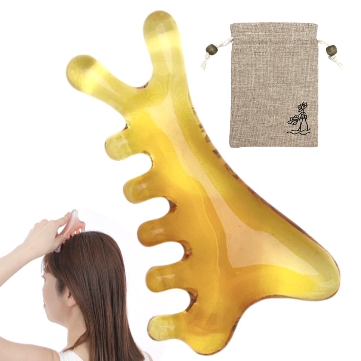 

Gua Sha scalp massager with plate and acupressure reducing and facial Includes storage bag Dermatologist-approved, multi-functional stick, lifting,