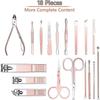 Manicure Pedicure Kit, 18pcs Professional Nail Clippers Set, Stainless Steel Cuticle Cutter, Pedicure Manicure Kit With Travel Box And Exquisite H PXC