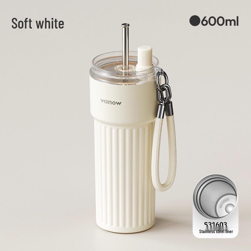 

Vanow Insulated Ceramic Liner Straw Cup, Large Capacity, 2025 Edition - Stylish and Functional for Women 600ml