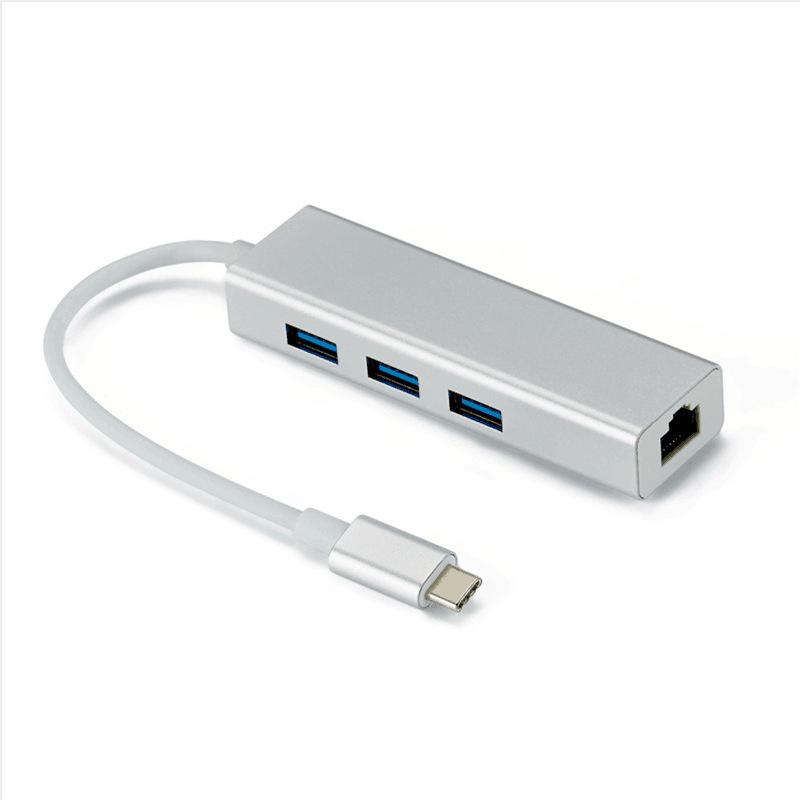 Dual Interface USB-C 3.0 to RJ45 Gigabit Ethernet Adapter for Laptops