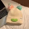Autumn and winter warm ugly cute funny cartoon sausage mouth wool hat female cute big head circumference knitted ear protection hat tide