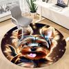 1pc Puppy Yorkie Office Round Area Rug, Indoor Mat Suitable ForOffice, Under Office Chairs Bedroom Living Room Home Decor T174