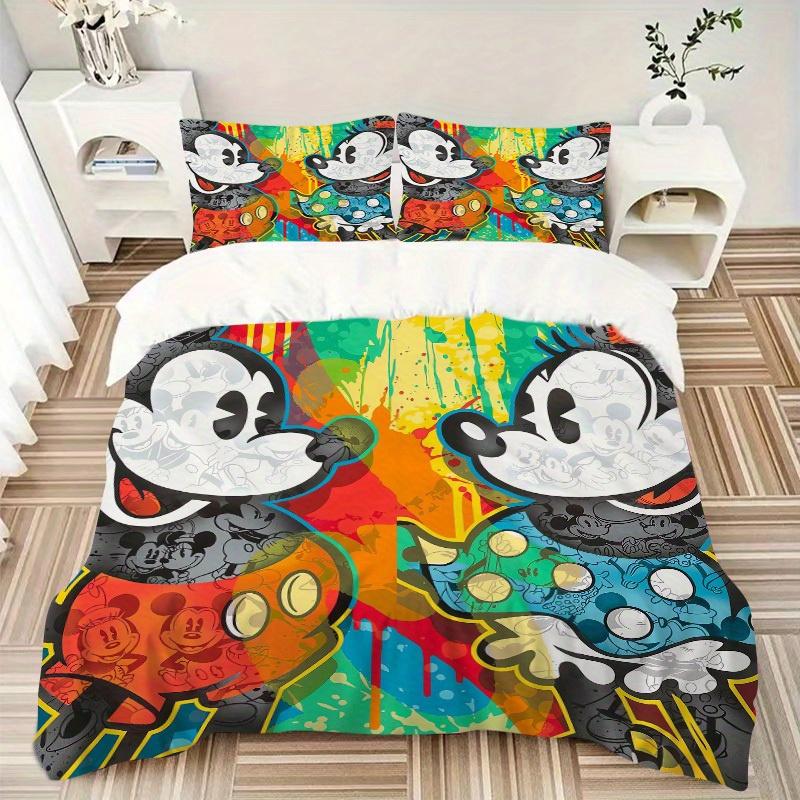 3pcs set Mickey Mouse, Pop Art, Colorful Bedding Set with Duvet Cover+Pillowcases, All-Season Polyester, Zipper Closure79