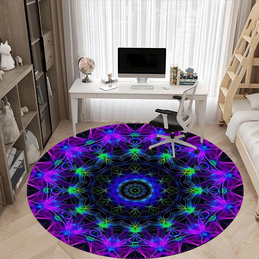 1 Stück Kaleidoskop-MusterStuhlteppich für Büro, Innenbereich Rutschfest Waschbar Polyesterfaser Teppich, Matte Für Büro, Maschinenwaschbar
