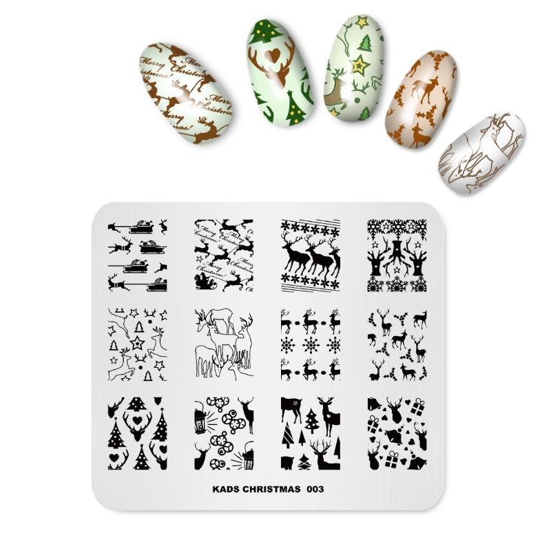 kads Weihnachten 003 DIY Nagel Stempel Platten Nagel Stempel Vorlagen Nail Art Platten Elch Schneeflocke Design