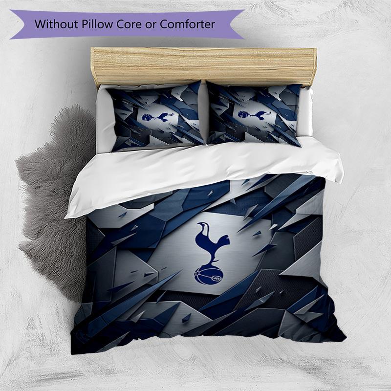 Set Lenzuola 3 Pezzi Stampato Tottenham Hotspur Morbido Delicato sulla Pelle Lavabile Copripiumino e Federe Set Tutte le Stagioni Camera da Letto