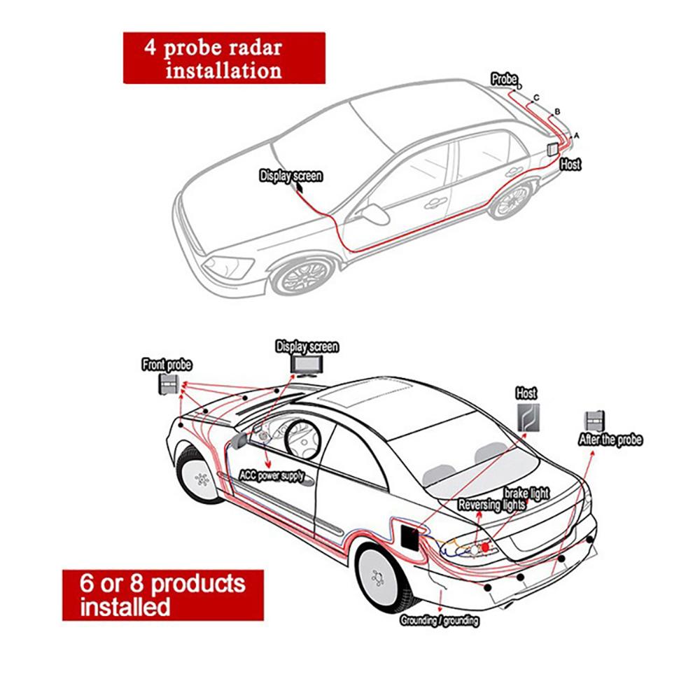 Video Parking Sensor Kit Car Reverse Backup Radar Assistance Auto Monitor Digital Display Car Monitor Buzzer Alert Alarm