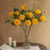 Silk Cloth Material Artificial Chrysanthemum Flowers 3 Heads Fake Marigold Bouquet  Wedding Bouquet