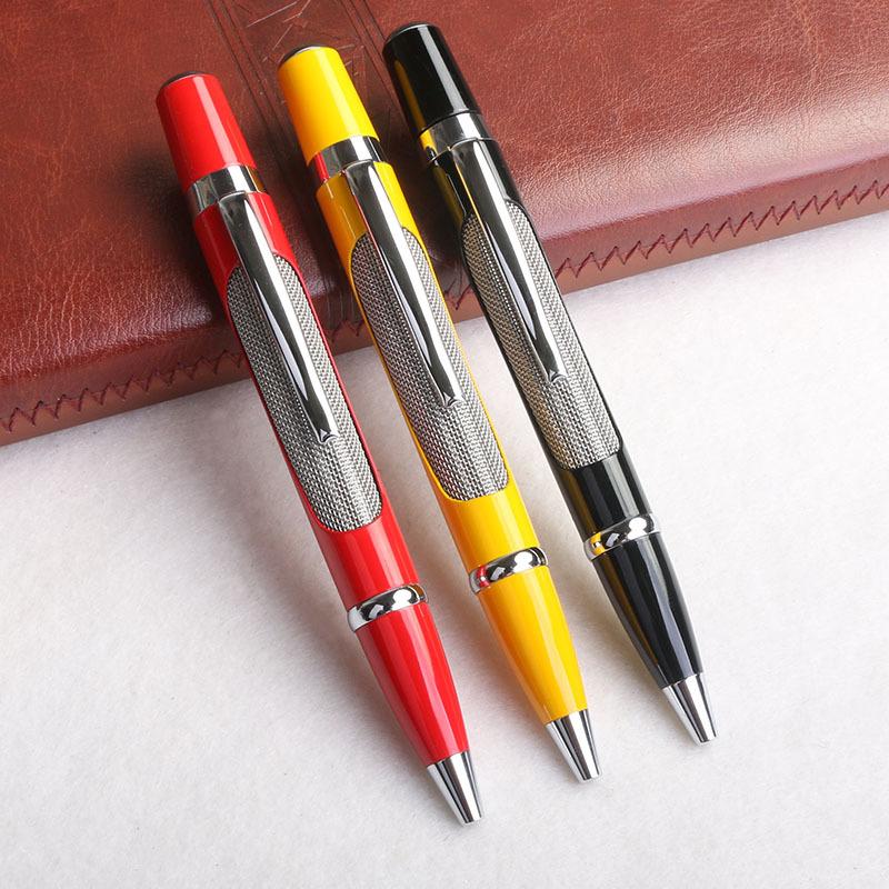 Chinese Enterprises Supply Metal Hollow Steel Brushed Ballpoint Pens Creative Personalized Business Gifts Advertising Pens Rotating Neutral Pens
