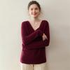 Women's Cashmere Knit Pullover - Slimming, Soft, Skin-Friendly, Twelve-Needle Solid Color Design