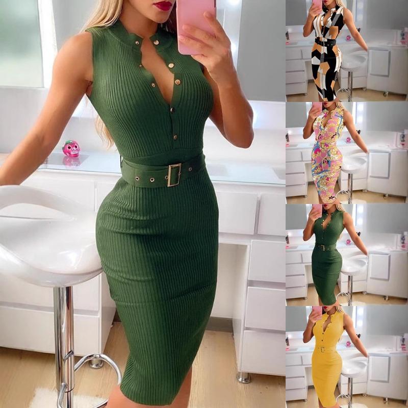 Sexy Stylish Button-up Dress with Belt