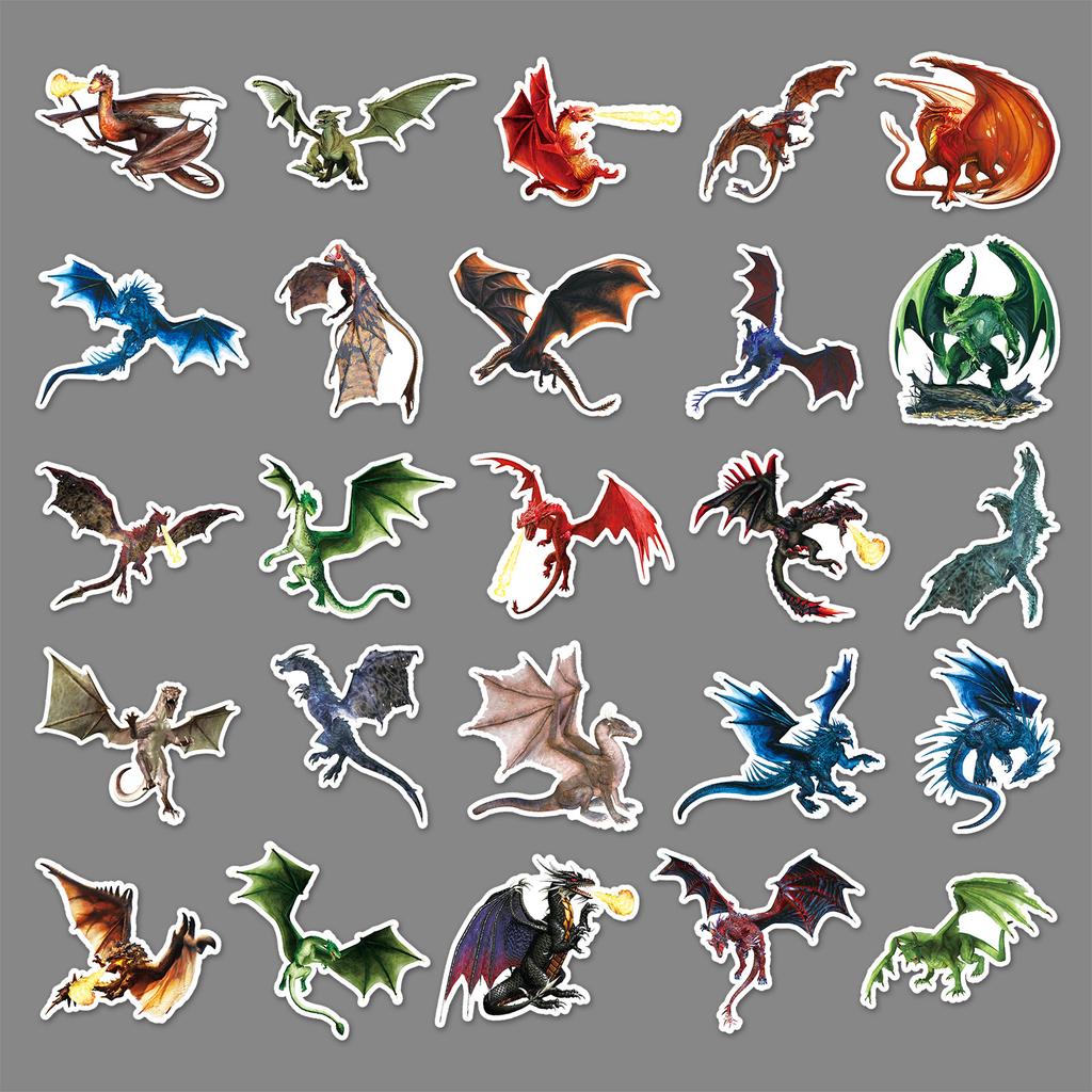 50 Dragon Doodle Personality Cartoon Cool Animal Trend DIY Skateboard Mobile Suitcase Stickers Waterproof