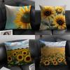 Sunflower Fashion Cushion Cover Natural Linen Organic Fabric DoubleSided Printing Sofa Home Decor Gift Pillow Case