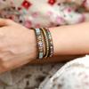 Three-wrap Bracelet Featuring Purple Imperial Jasper Natural Stones, Creatively Designed and Handcrafted with Woven Leather.