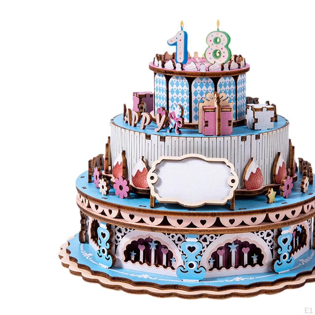Wooden Cake Music Box Toy Development Assembly Toys Model Family