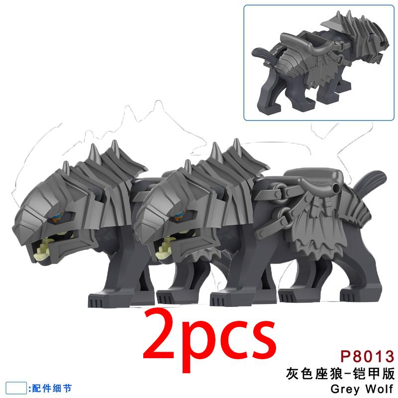 Mittelalterliche Militärburg Ritter Bausteine Reitpferd Wolf Bär Elefant Tier Weste Waffe Fahne Sattel Spielzeug Ziegelstein Geschenk A06