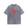 Pánské tričko s potiskem Červeného kříže kapající krví - Gotické Rockové Grunge Streetwear Krátký rukáv, Vintage Praná Bavlna Neformální Top pro Venkovní Nošení