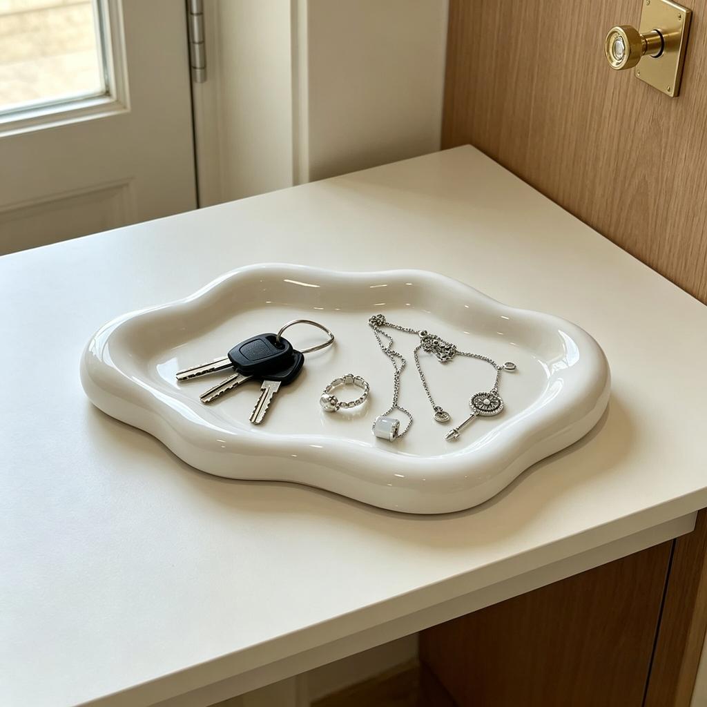 Simple Stylish Cloud Jewelry Storage Tray Jewelry Earrings Display Desktop Ornaments Gifts for Friends,Durable Plastic Material