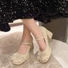Fashion 2025 New Versatile Women Shoes with Simple Comfort Round Head and Thick Heels Shoes Butterfly Bow Fashion Women High Heels