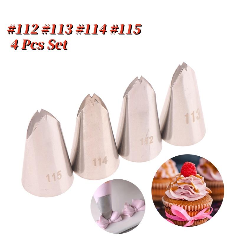 4Pcs/Set #112 #113 #114 #115 Leaf Shape Piping Nozzle 4 Pcs Set Pastry Icing Tips For Cake Cream Decorating Baking DIY