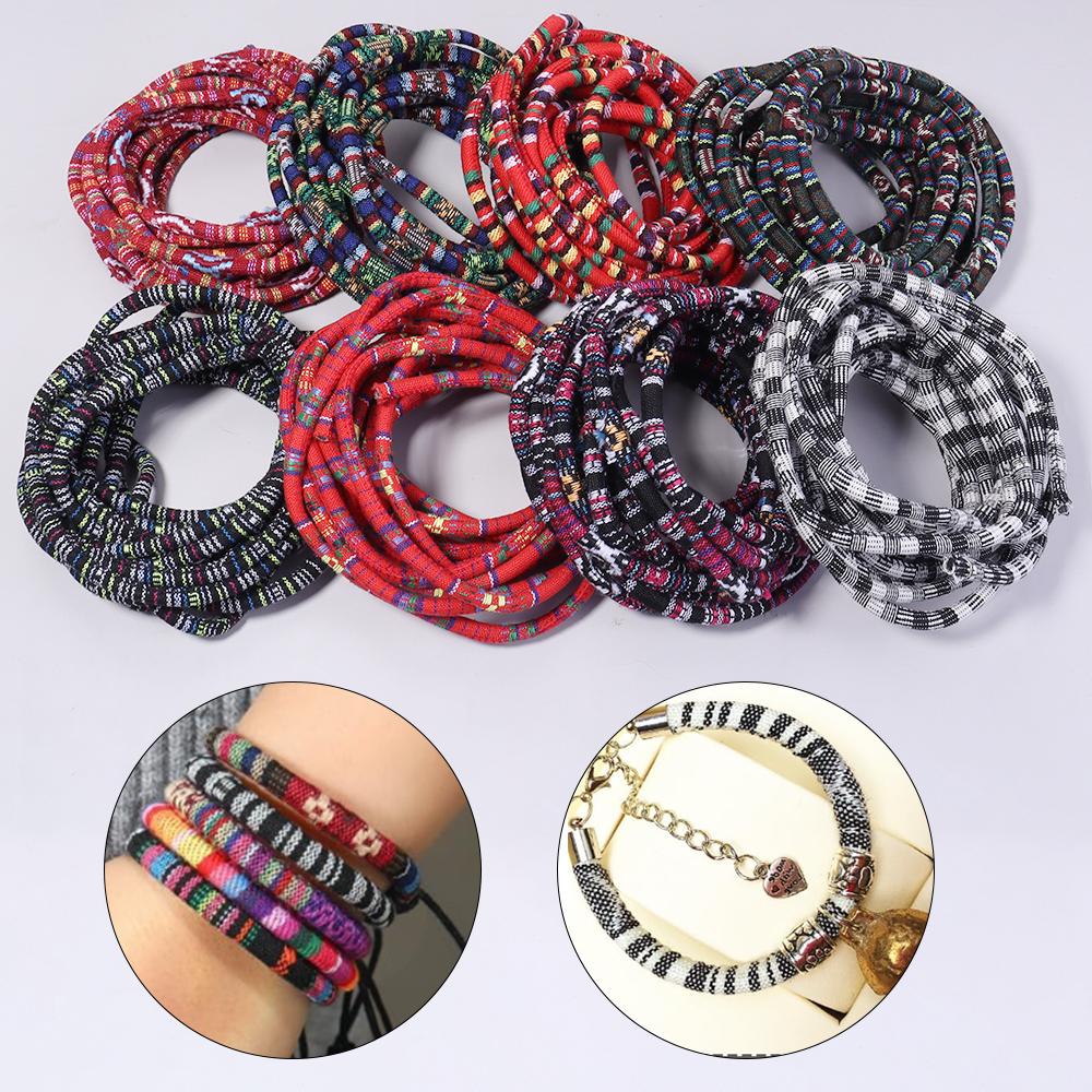 5Yards 6mm Round Cotton Cord Colorful Ethnic Style Cord Rope String For DIY Handmade Clothing Sewing Jewelry Making Accessories
