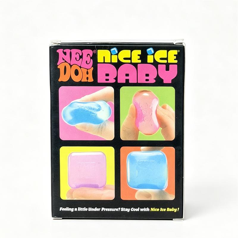 Needoh Nice Ice Mini Paquete de 4 Cubo Juguete de Apretar Transparente Brillo Suave Squishy Alivio Presión Maltosa TPR No Tóxico Juguete Portátil Regalo