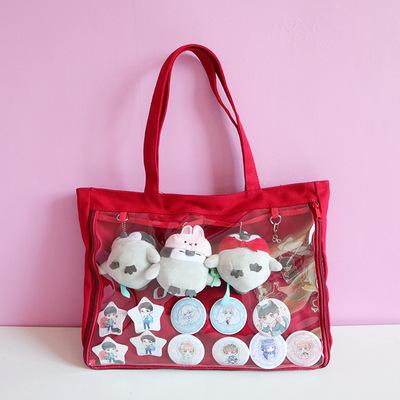 New Japanese canvas single-sided pain bag baby bag shoulder portable armpit bag bar pain doll animation two-dimensional bag