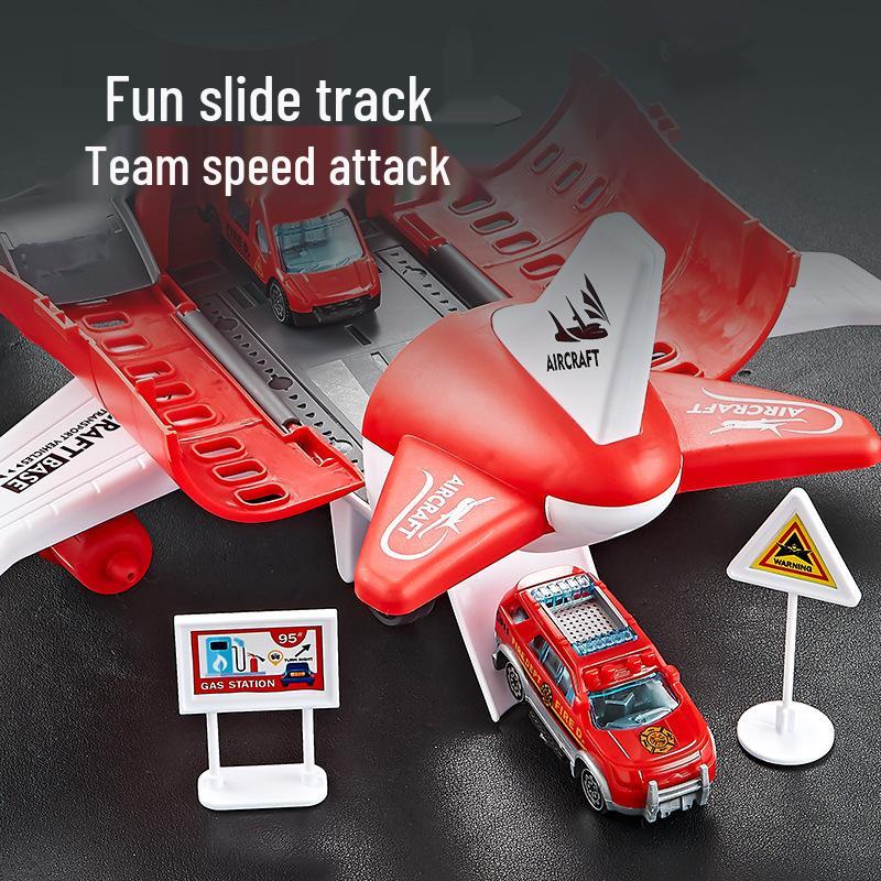 Multi-Functional Toy Airplane Set with Storage, Road Sign, and Track for Kids