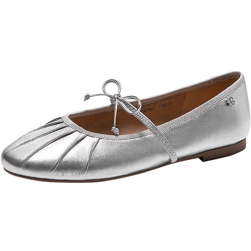 C.BANNER Women s Bowknot Mary Jane Flat Shoes EU 36 серебряный