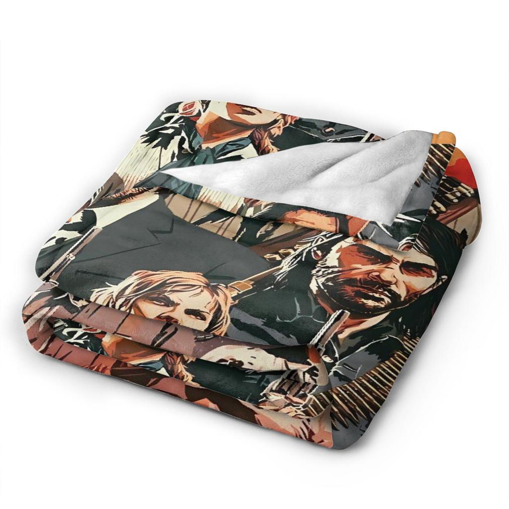 Red Dead Redemption 2 Blanket Warm Soft Graphic Plush Bedding Throws For Bedroom Airplane Travel Flannel Bedspread Bed Cover