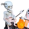 Resin Table Lamp Skeleton And Ghost Bonfire Night Lamp, Halloween Campfire Flickering Gothic Room Decor Cute Spooky Roasting Marshmallow Decoration
