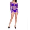 Women Sexy Bodystocking Hollow Out Transparent Grid Stretchable Slim Nightwear for Home