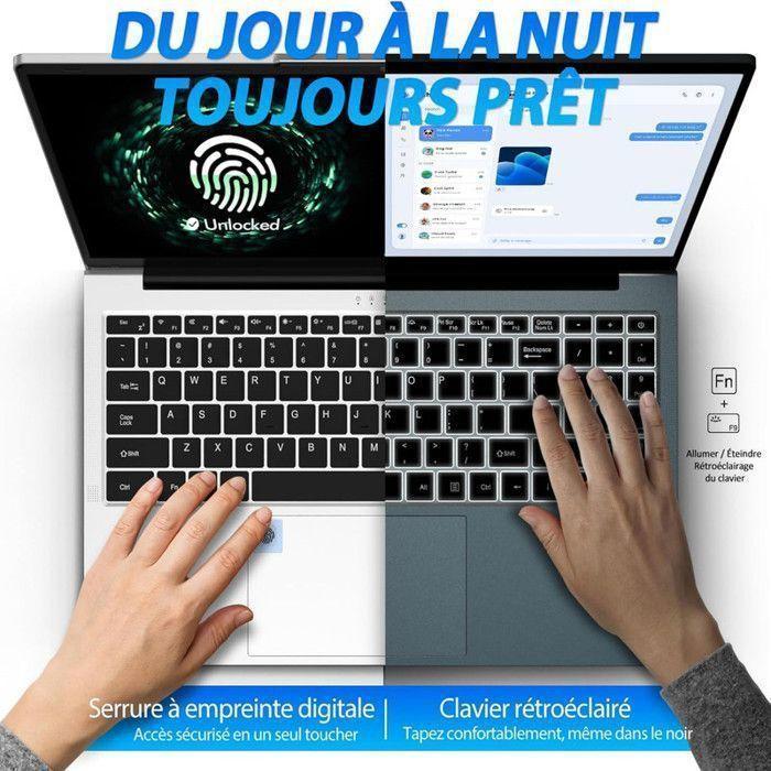 PC Portable AUUSDA - Windows 11 PRO - 15.6" AMD Athlon Silver 3050E , Dual-Core RAM 8Go -256Go SSD - WiFi5,Ordinateur Portable
