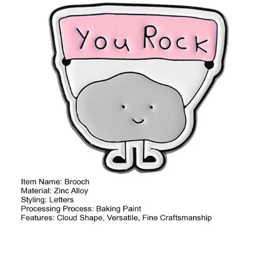 YOU ROCK Inspirational Cloud Brooch Zinc Alloy Lapel Badge Bag
