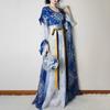 Chinese Tang Dynasty Style Hanfu For Women, Blue And White Porcelain Anthropomorphism, Daily Suit