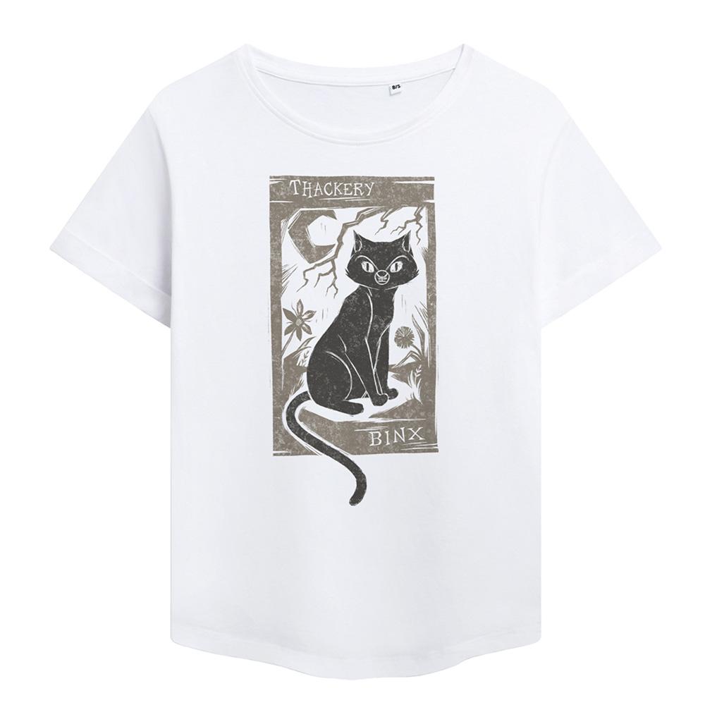 Hocus Pocus Womens/Ladies Woodcut Thackery Binx T-Shirt